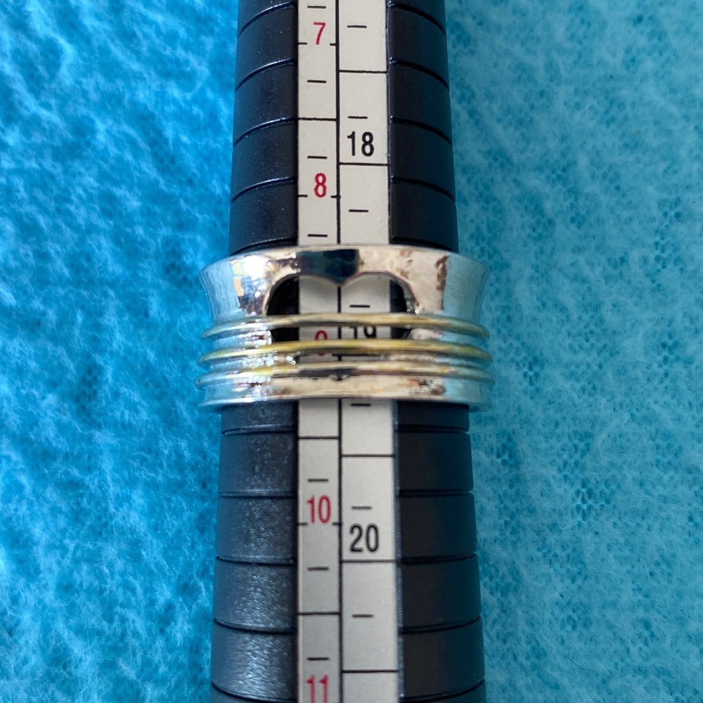 LOVE heart cut out wide band boho style wrap ring silver gold color size 9 - Picture 11 of 12